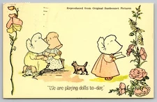 Postcard: Playing Dolls, Sunbonnet, Merrimack Publishing Corp., Posted 1974