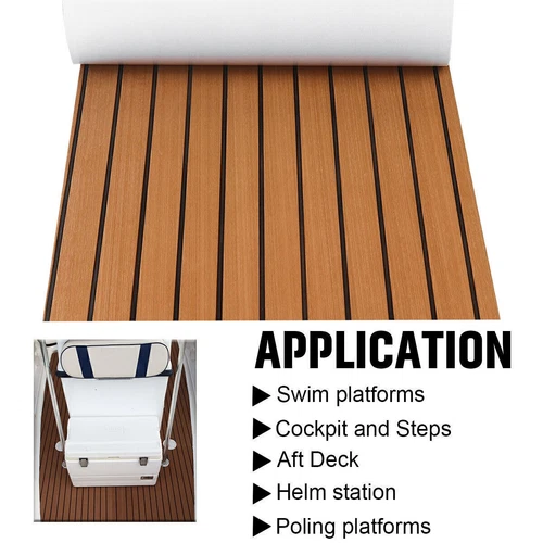 EVA Foam Mat Marine Carpet Yacht Boat Decking Teak Flooring Light Brown 240×90cm - Picture 4 of 22