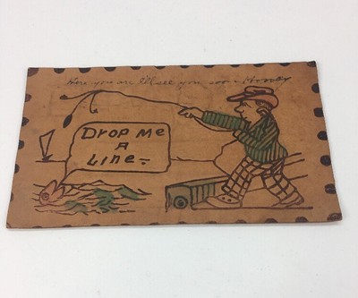 1906 Drop Me A Line Leather Postcard Ebay 1906 Drop Me A Line Leather Postcard Ebay