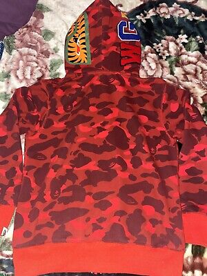 BAPE Color Camo Shark Wide Full Zip Double Hoodie Red | eBay BAPE Color Camo Shark Wide Full Zip Double Hoodie Red | eBay