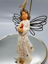 Primitive Angel Christmas Ornament Holding Candle Wings 020