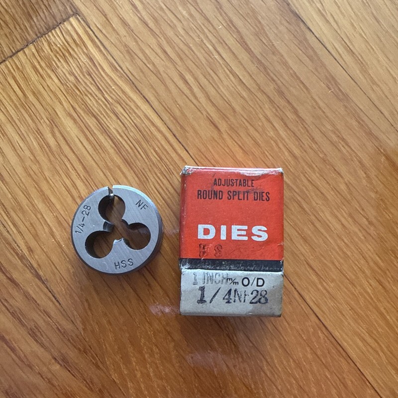 1 Inch O/D 1/4 NF 28 High Speed Steel Adjustable Round Split Dies / Japan