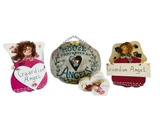 Wooden Guardian Angels Wall Hanging Decor Cottage Home Signs Lot