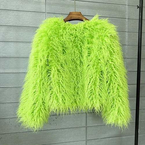 Short Fit Women Shaggy Faux Fur Coat Winter Warm Jacket Fluffy Cardigan Outwear - Bild 33 von 53