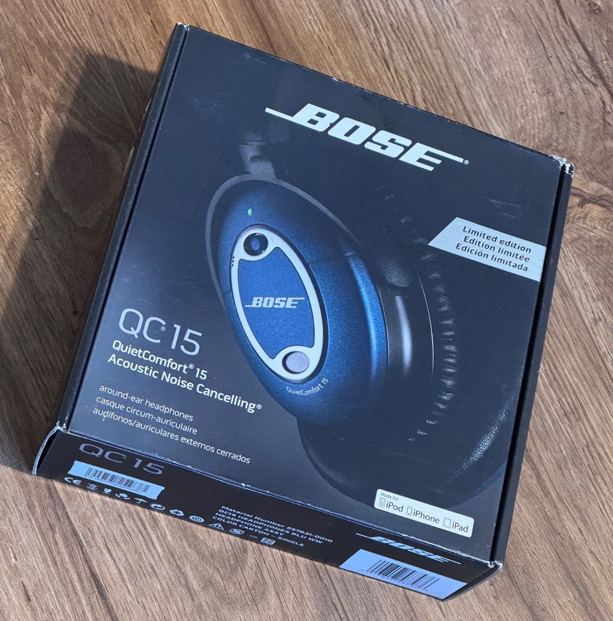 Bose QC15 Headphones - Blue Limited Edition - In Box - AS NEW-image