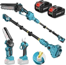 4-in-1 Cordless Pole Saw & Pruning Shears Combo Kit 16FT Reach 6" Mini Chainsaw