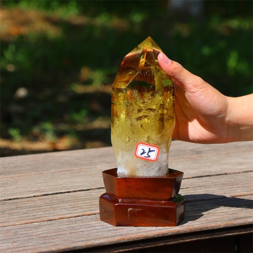 1.31kg Natural citrine Crystal Obelisk Reiki Crystal Furniture Wand Point decor - Picture 16 of 16