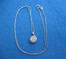 Fine Sterling Silver Diamond Pendant Necklace Italy 18"L