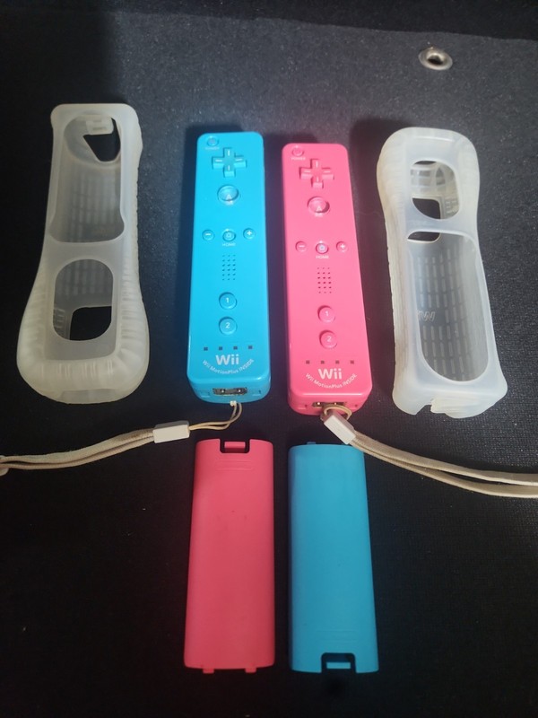 2PC Authentic Nintendo Wii Motion Plus Remote Controller BLUE AND PINK TESTED