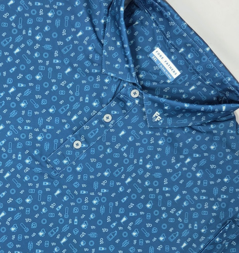 Men’s Fore Fathers Size 3XL Performance Polo Teal Green Beer All Over Print EUC