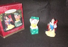 Snow White and Dopey Set of 2 Ornaments Disney Anniversary Hallmark Keepsake