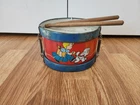Vintage Ohio Art Snare Drum & Drumsticks Tin Litho Toy Mary Had A Little Lamb