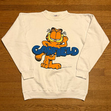 Vintage 90s Garfield Crewneck Sweatshirt Croce USA Made Graphic Doublesided L
