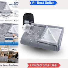 Waterproof Blanket Queen 65x80 Reversible Leakproof Fleece Throw for Bed Couch