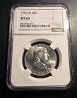 1963-D Franklin Half Dollar • NGC MS65 • Gem BU • Strong Strike