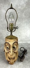 Vintage Ceramic Ugly Face Jug Table Lamp Ston...