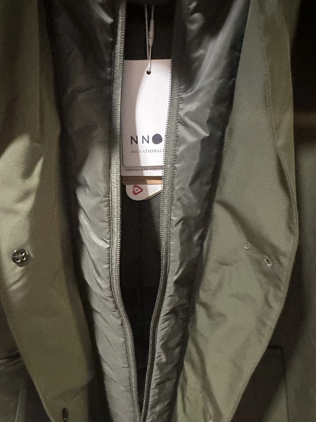 NN07 no nationality Men Green Primaloft Insulated Mid-Length Coat XL Zip/Button - product detail image 4