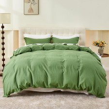 Organic Linen 100 Pure Khaki Green Duvet Cover/3 PCS Set Farmhouse Bedding Set