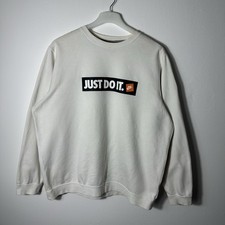 Nike XXL Sweatshirt White Just Do It Graphic Crewneck Pullover Made in China