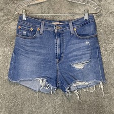 Levis Women Distressed 5 Pocket Stretch High Rise Cut Off Shortie Shorts 27