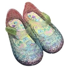 Wonder Nation Rainbow Glitter Jelly Shoes Girls 6C Unicorn Heart Sandals