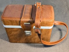 Vintage 1960s / 1970s Brown Faux Leather Camera Carrying Case Bag Pre-Owned