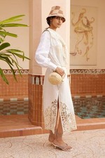 Alemais linen rose jasmine embroidered dress
