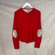 Vintage Burberry Long Sleeve Shirt Size XL Red Nova Check Elbow Patch