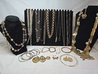 Vtg Now Gold Mixed Bulk Costume Jewelry Lot Necklace Bracelet Earrings #1017