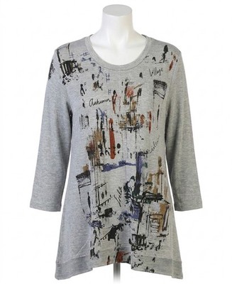 Jess & Jane Paseo Light Terry Pocket Top Grey