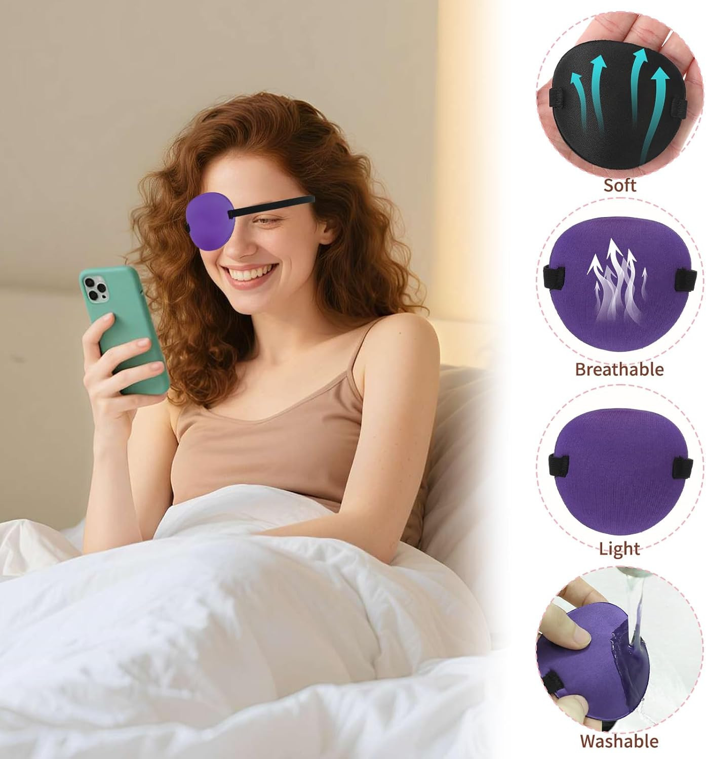 6Pcs 3D Adjustable Eye Patch for Adults & Kids, Lazy Eye Treatment Patches