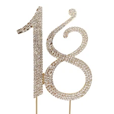 Honbay 18 Cake Topper Premium Sparkly Crystal Rhinestones Cake Topper Cake