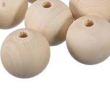 6Pcs 50mm Natural Wood Spacer Beads 10mm Large Hole Unfinished Round Wooden Bead