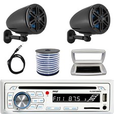 Pyle Single-DIN Marine CD Radio, 2x 5.25    180W Max Off-Road Box Black Speakers