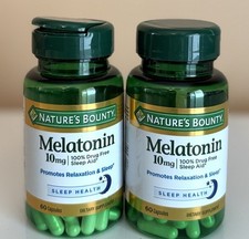 NATURE'S BOUNTY 2 MELATONIN 10MG 60 CAPSULES EACH 100 DRUG FREE SEALED 