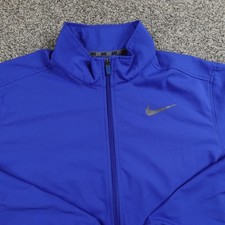 Nike Jacket Mens Large Blue Dri FIT Full Zip Athletic Performance Windbreaker