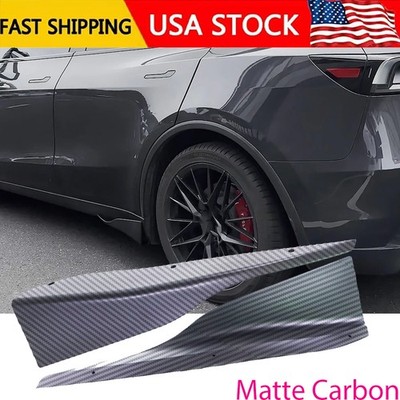 For Tesla Model Y Juniper 25-26 Matte Carbon Side Skirts Extensions Splitter Lip