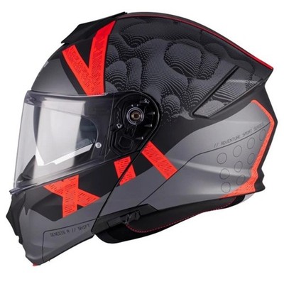 MT Genesis R Shift Motorradhelm Klapphelm Motorraddeckel schwarz rot
