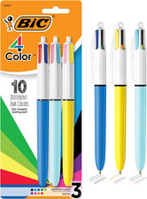 Bic 4 Color Retractable Ballpoint Pens Pack Of 3 Assorted Ink Colors