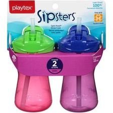 Playtex Sipsters Stage 2 Spill-Proof,Proof,Cups-9 Ounce 2 Count Colors May Vary