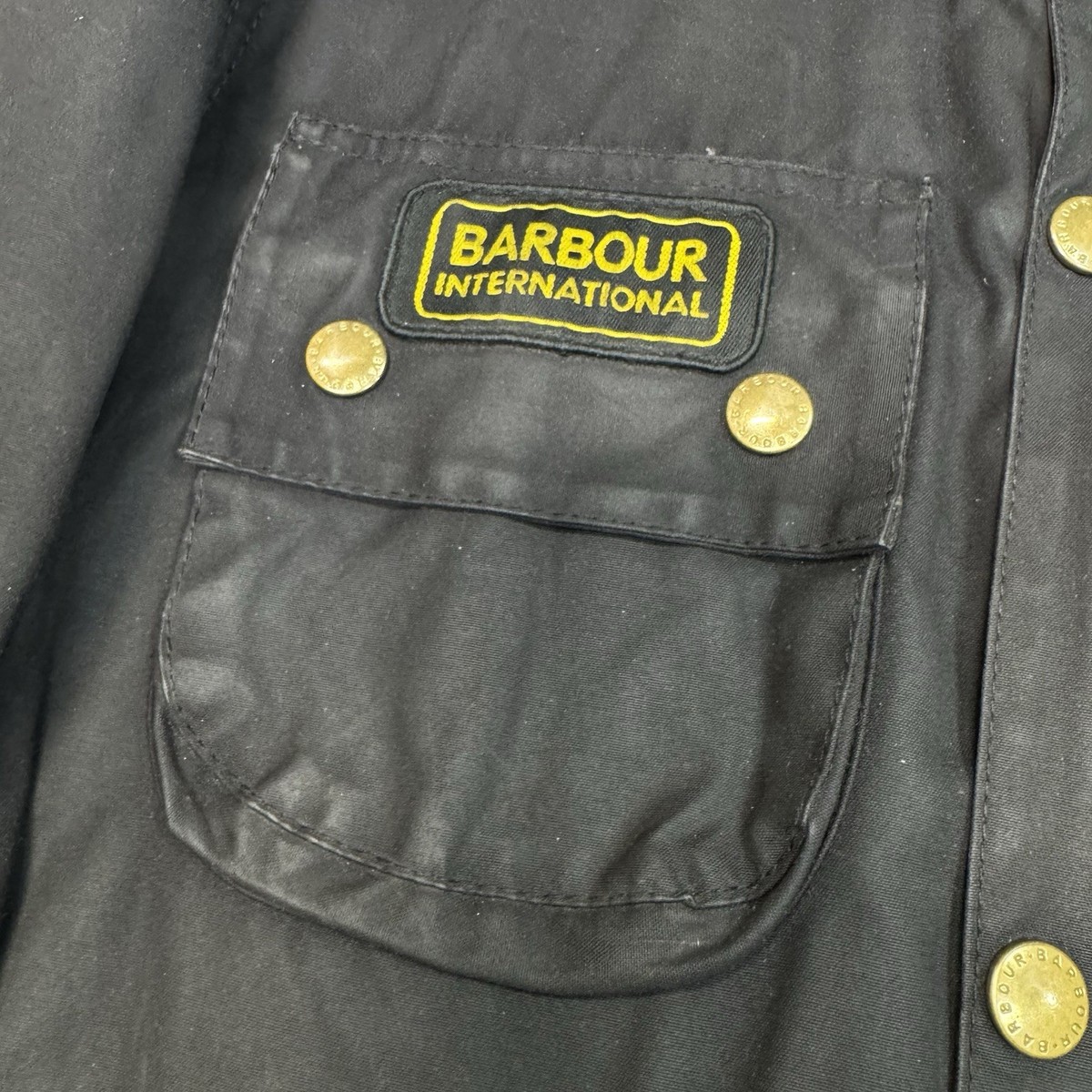 Barbour International Wax Jacket A7 Mens 36 XS S Black Biker