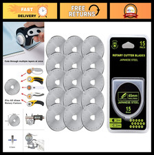 45mm Rotary Cutter Blades 15 Pack - Replacement for Olfa, Fiskars, Sewing, Quilt