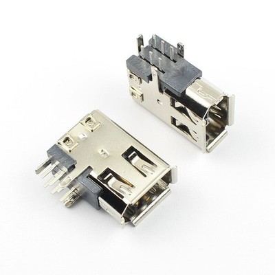 5Pcs USB 6 Pin Female Firewire Right Angle Socket Connector 90 Degree IEEE 1394