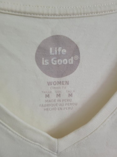 T-shirt Life Is Good donna Spread Good Vibes bandiera USA scollo a V media - Foto 2 di 5