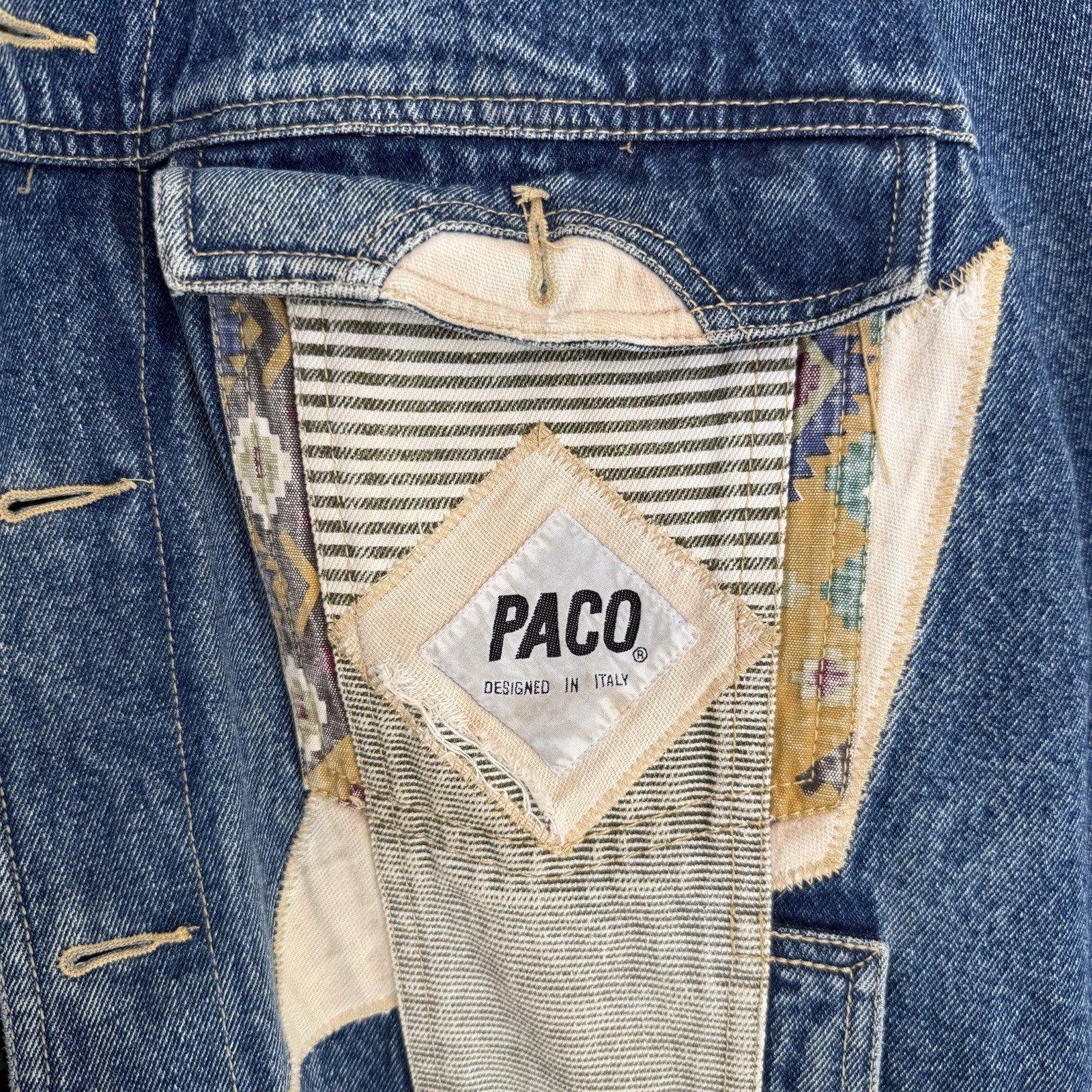 Vintage PACO Patchwork Denim Jacket Southwestern … - image 11