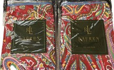 Ralph Lauren BEACHSIDE PREPPY RED PAISLEY King Paisley Shams 2 Shams New