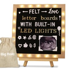 Black Felt Letter Board With Stand and LED Lights 10x10in - Changeable Message