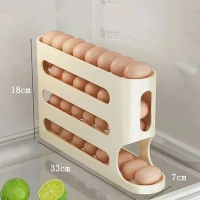 4-layer Slide Egg Storage Box Ladder Style Egg Box Storage Refrigerator Side Doo