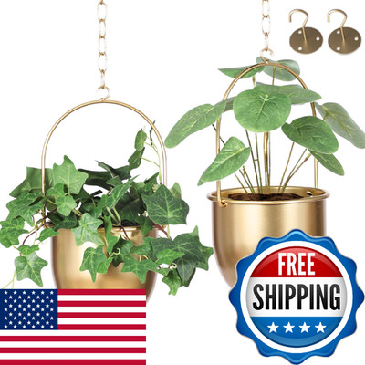 Eco Joy Shineloha 2 Pack Metal Hanging For Indoor Outdoor 5.5 Pot Hanging Plant