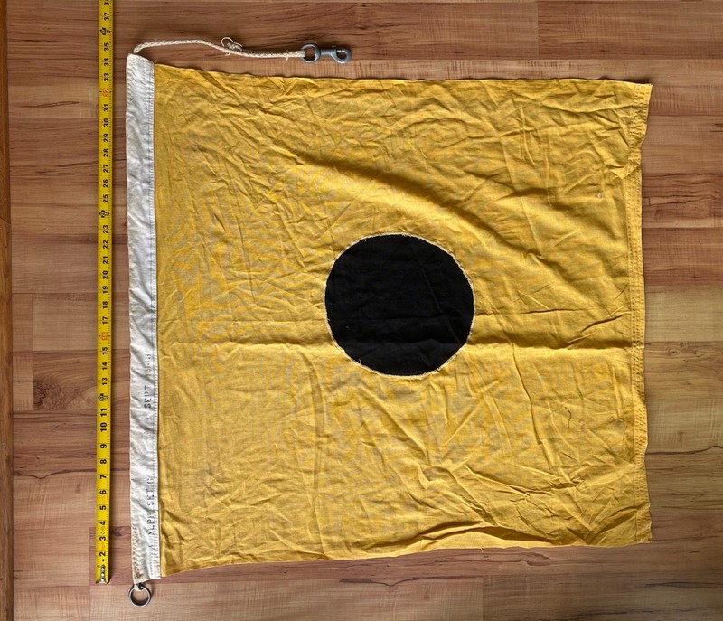 Antique Cotton 1943 US Navy  Signal Flag Maritime  Burgee  “I” India 34x34”
